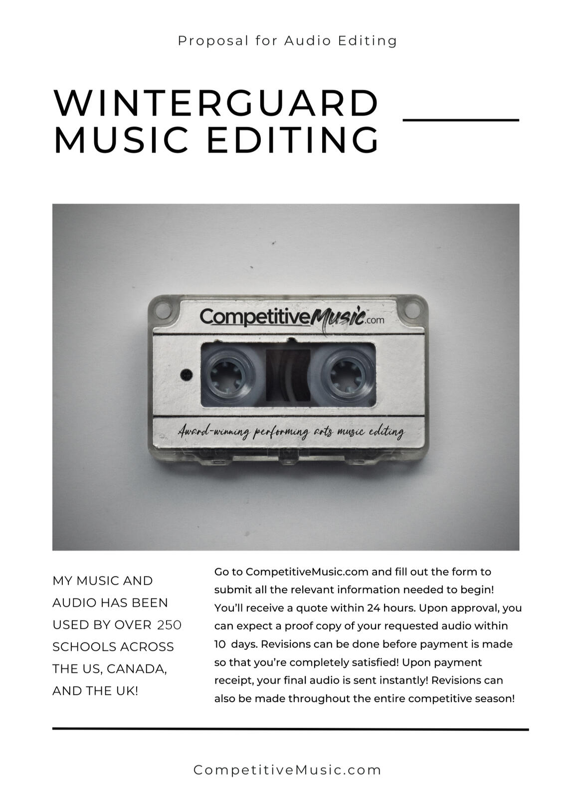 CompetitiveMusic.com logo on a cassette tape An old cassette tape with the logo for CompetitiveMusic.com on top.
