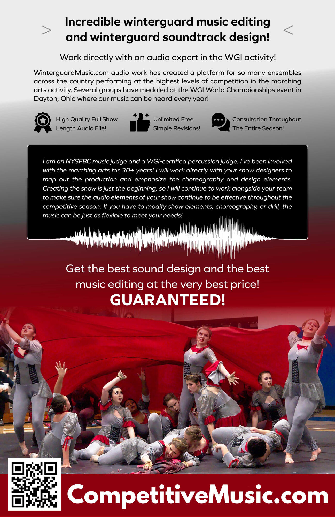 Flyer for winter guard audio editing
