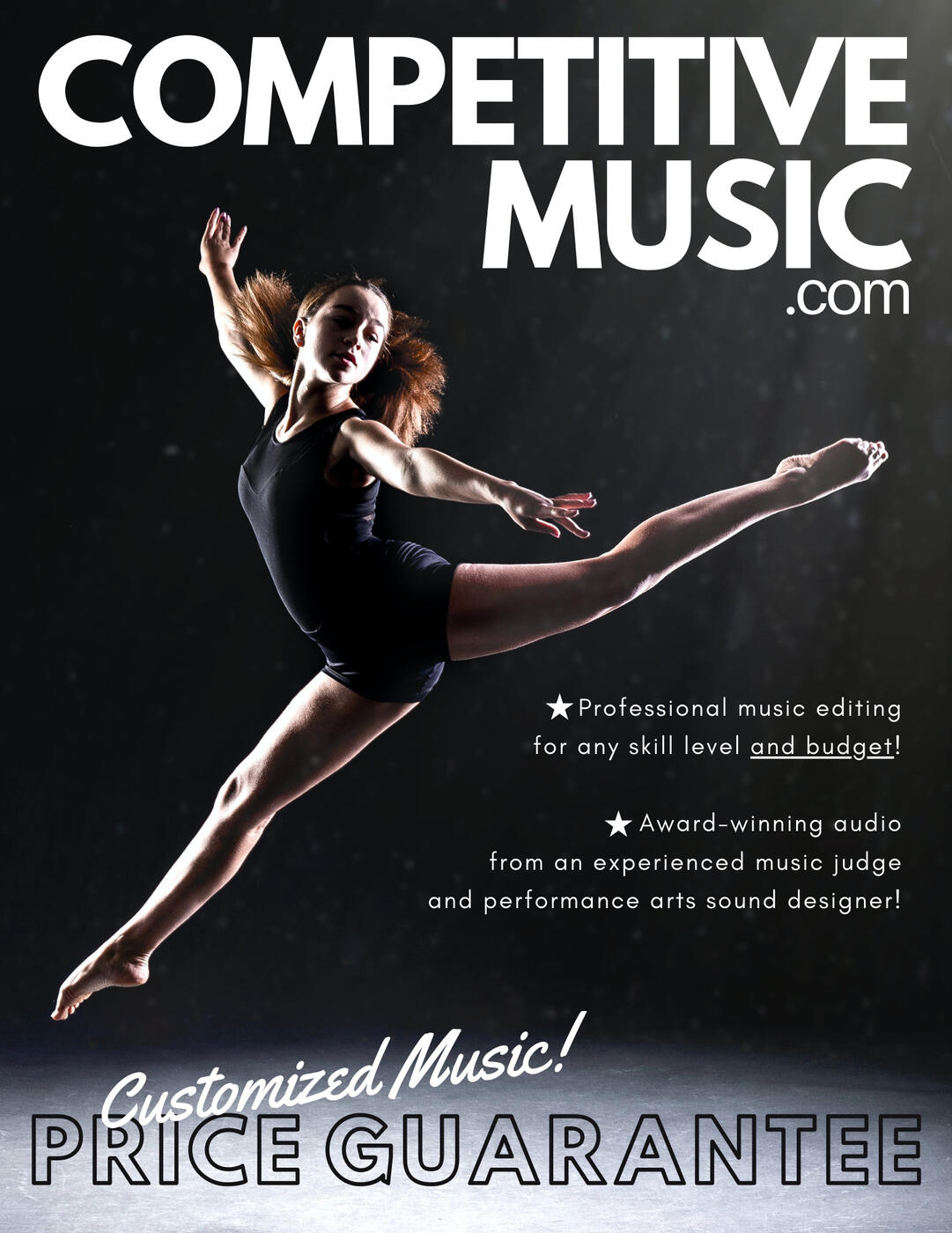 Flyer for competitive music and audio editing for gymnastics floor routines
